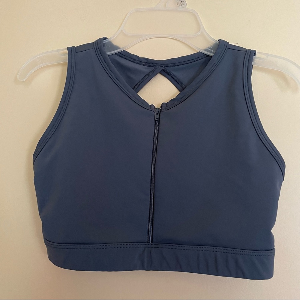 Motionwear Gray Zipper Sports Bra